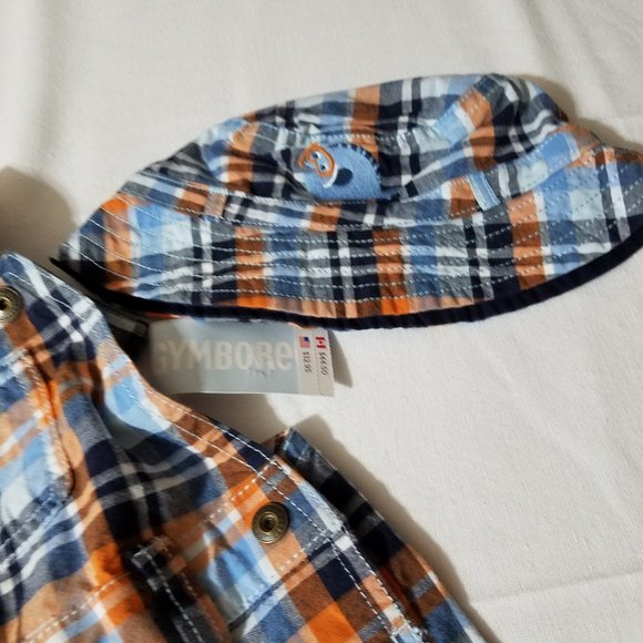 Gymboree Swim School 3-6 or 6-12 month NWT hat with chin strap & overalls Outfit - Picture 3 of 4
